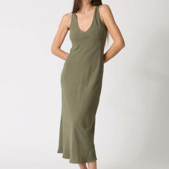 Women’s Peyton Linen Dress – Olive | Electric & Rose Dresses XL - Picture 2 of 5